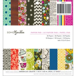 336727 [American Crafts] Soho Garden Paper Pad 6インチ 36枚 650円
