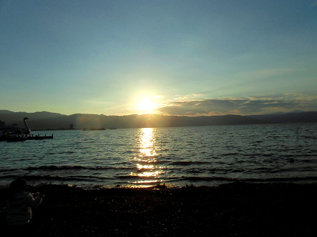 諏訪湖の夕日